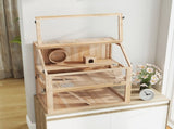 Wooden Hamster Cage with Detachable 31cm Deep Bottom, Hut, Seesaw, Exercise Wheel, Ramp, 80 x 50 x T3398P425408