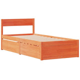 Bed with Drawers and Mattress Wax Brown 90x200 cm Solid Wood Pine 3281909