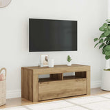 TV Cabinet with LED Lights Artisan Oak 90x35x40 cm Engineered Wood 856322
