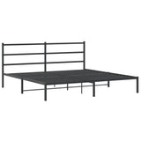 Metal Bed Frame without Mattress with Headboard Black 200x200cm 355372