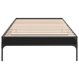 ZNTS Bed Frame Black 75x190 cm Small Single Engineered Wood and Metal 845056