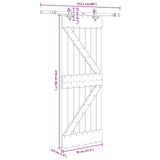 Sliding Door NARVIK Natural and Black 70 x 210 cm 3445227
