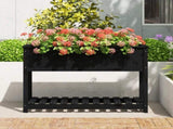 Planter with Shelf Black 111.5x54x81 cm Solid Wood Pine 823791