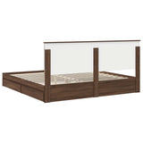 Storage Bed with Drawer Brown Oak 200 x 200 cm Engineered Wood 3411179