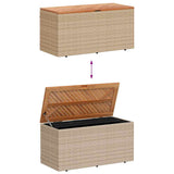 Garden Storage Box Beige 110x50x54 cm Poly Rattan Acacia Wood 365957