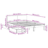 Bed Frame with Headboard 3 pcs Wax Brown Solid Pine Wood 3422739