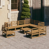 10 Piece Garden Lounge Set Honey Brown Solid Pinewood 3075792