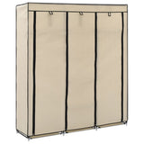Wardrobe with Compartments and Rods Cream 150x45x175 cm Fabric 282455