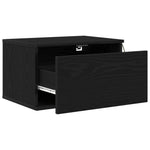 ZNTS Bedside Cabinets with LED Lights 2 pcs Wall-Mounted Black Oak 863083