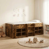 Loft Bed Frame with Cabinet 3 pcs Smoked Oak Engineered Wood 3423426