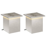 Garden Planter with LED 2 pcs Silver 30 x 30 x 30 cm 8008065