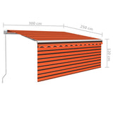 Manual Retractable Awning with Blind 3x2.5m Orange&Brown 3069260
