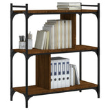 Bookcase 3-Tier Brown Oak 76x32x88 cm Engineered Wood 833934