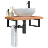 Basin Shelf Wall Mounted Steel and Solid Wood Beech 3302377