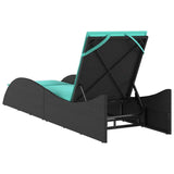 Sun Lounger with Cushion Black 60x205x73 cm Poly Rattan 368286