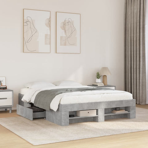 Bed Frame without Mattress Concrete Grey 140x190cm Engineered Wood 3295502