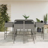 7 Piece Garden Bar Set with Cushions Grey Poly Rattan 3203928