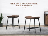 Breakfast Bar Stools Set of 2, Microfibre Upholstered Barstools, Industrial Bar Chairs with Curved T3398P343475
