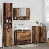 Bathroom Furniture Set 4 pcs Old Wood Engineered Wood and Metal 3393091