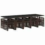 15 Piece Garden Dining Set with Cushions Brown Poly Rattan 3210813