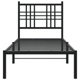 Metal Bed Frame without Mattress with Headboard Black 75x190cm 376314