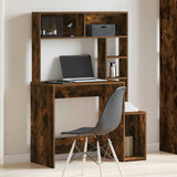 Desk with Shelves Smoked Oak 100x45x140 cm Engineered Wood 860440