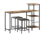 3 Piece Breakfast Bar Table and Stools Set, Rustic Brown T3398P554126