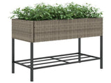 Garden Planter with Shelf Grey Poly Rattan 366386