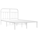 Bed Frame White Powder-Coated Steel Small Double Bed Frame 352624