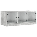 Coffee Table with Glass Doors Concrete Grey 102x50x42 cm 836416