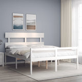 Senior Bed without Mattress White 160x200 cm Solid Wood 3195362