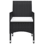 3 Piece Garden Dining Set with Cushions Black 3095890