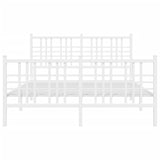 Metal Bed Frame without Mattress with Footboard White 120x200cm 376389