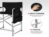 Folding Director Chair with Side Table & Storage Pockets, 41"23.6"26.4" Heavy Duty Spray-Coated 55814069