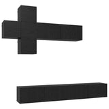 TV Cabinet Set Wall-mounted 7 pcs Black Oak Engineered Wood 3438606