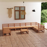 ZNTS 11 Piece Garden Lounge Set Solid Pinewood 3076277