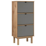 Shoe Cabinet OTTA with 3 Drawers Brown&Grey Solid Wood Pine 351310