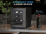 Mini Table Top Wine Fridge, 8 Bottle, 17L, 8-18&degC, 26.5cm Quiet Under Counter Wine Cooler Fridge T3398P343508
