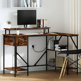 Desk with Drawer Smoked Oak 120 x 79 x 86.5 cm Engineered Wood 859402