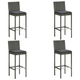 5 Piece Garden Bar Set with Cushions Poly Rattan Grey 3095448