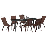 Garden Dining Set 7 pcs Brown and Black Powder-coated Steel 3379133