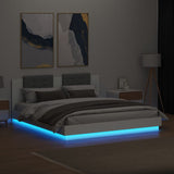 ZNTS Bed Frame with LED without Mattress White 200x200 cm 3209982