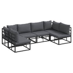 Garden Sofa Set with Cushion Black Aluminium 3378848