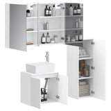 Bathroom Furniture Set 4 pcs White Engineered Wood and Glass 3407447