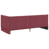 Corner Bed Frame with Headboard Wine red 90 x 200 cm Fabric 42016466