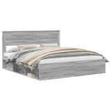 Bed Frame Grey Sonoma 180 x 200 cm Solid Pine Wood 3409732