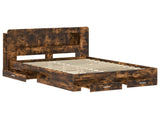 Bed Frame with Storage Smoked Oak 150 x 200 cm Engineered Wood 3433881