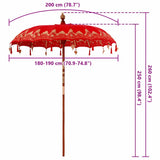 Balinese Parasol Red x 260 cm Cotton and Wood 42006458