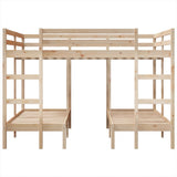 Triple Bunk Bed Frame 140x200/70x140 cm Solid Wood Pine 3308577