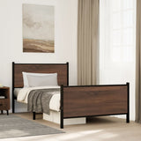 Metal Bed Frame without Mattress Brown Oak 100x200 cm 4007778